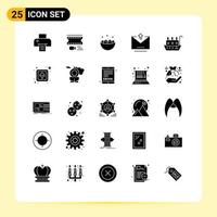 Set of 25 Modern UI Icons Symbols Signs for marine upload celebration pass email Editable Vector Design Elements