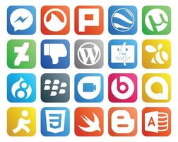 20 Social Media Icon Pack Including css google allo cms beats pill blackberry vector