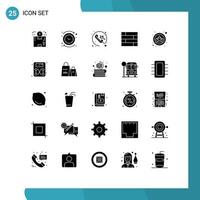 Group of 25 Solid Glyphs Signs and Symbols for carnival protect reverse lock pad communication Editable Vector Design Elements