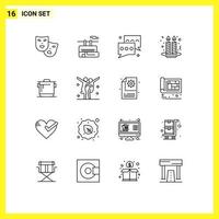 16 User Interface Outline Pack of modern Signs and Symbols of cooker candles bubble candle talk Editable Vector Design Elements