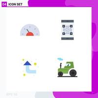 Set of 4 Vector Flat Icons on Grid for arrow scanner creative payment reload Editable Vector Design Elements