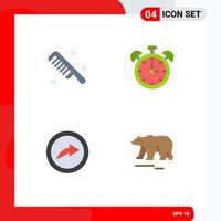 Group of 4 Flat Icons Signs and Symbols for brush link clean education animal Editable Vector Design Elements