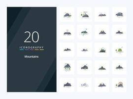 20 Mountains Flat Color icon for presentation vector