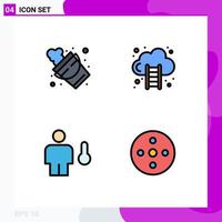 4 User Interface Filledline Flat Color Pack of modern Signs and Symbols of bucket body tool growth human Editable Vector Design Elements