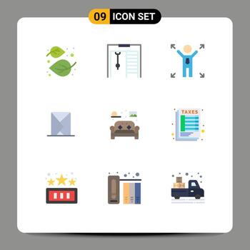 conjunto de 9 colores planos vectoriales en cuadrícula para muebles enviados mensajes comerciales sobre elementos de diseño vectorial editables vector