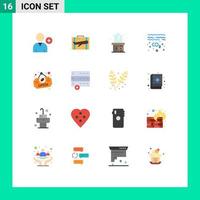 Mobile Interface Flat Color Set of 16 Pictograms of open pollution portfolio oil dresser Editable Pack of Creative Vector Design Elements