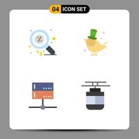 Universal Icon Symbols Group of 4 Modern Flat Icons of duty data money pet server Editable Vector Design Elements