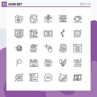 conjunto de 25 iconos de interfaz de usuario modernos símbolos signos para decoración de apretón de manos filtro celebración luna elementos de diseño vectorial editables vector