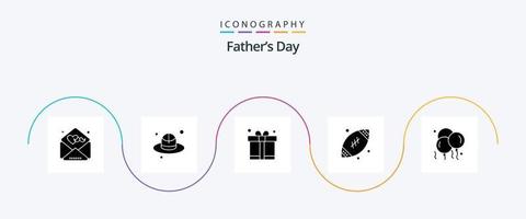 paquete de iconos del glifo 5 del día del padre que incluye al padre. globo. papá. fútbol americano. padre vector