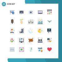 Mobile Interface Flat Color Set of 25 Pictograms of communication monoblock twitter computer code Editable Vector Design Elements