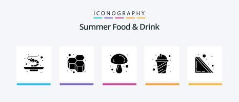 Summer Food and Drink Glyph 5 Icon Pack Including bread. fast food. food. summer. drink. Creative Icons Design vector