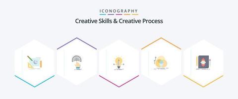 Creative Skills And Creative Process 25 Flat icon pack including alignment. balance. digital. pencil. solution vector