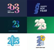 Big Collection of 2023 Happy New Year symbols Cover of business diary for 2023 with wishes vector