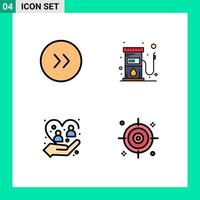 Pictogram Set of 4 Simple Filledline Flat Colors of arrows human fuel fuel protection Editable Vector Design Elements