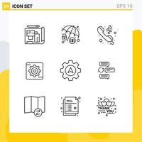 9 Thematic Vector Outlines and Editable Symbols of chat cursor communication navigation setting Editable Vector Design Elements