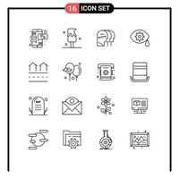 16 User Interface Outline Pack of modern Signs and Symbols of housing estate personality laser correction Editable Vector Design Elements