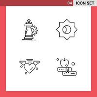 Group of 4 Filledline Flat Colors Signs and Symbols for strategy love knight setting wedding Editable Vector Design Elements