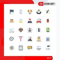 Flat Color Pack of 25 Universal Symbols of highlighter phone iphone new party Editable Vector Design Elements