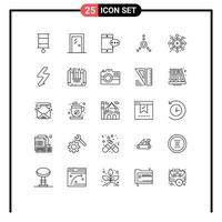 Stock Vector Icon Pack of 25 Line Signs and Symbols for camera video room network connection Editable Vector Design Elements