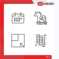 4 User Interface Line Pack of modern Signs and Symbols of calendar virus appointment horse turn Editable Vector Design Elements