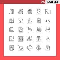 Line Pack of 25 Universal Symbols of business folder furniture pad lock location Editable Vector Design Elements