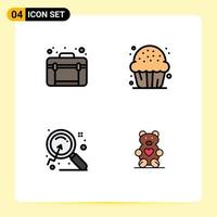 Universal Icon Symbols Group of 4 Modern Filledline Flat Colors of bag magnify web dessert research Editable Vector Design Elements