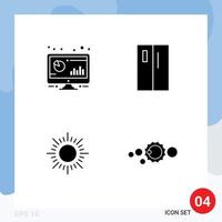 Pack of 4 Modern Solid Glyphs Signs and Symbols for Web Print Media such as analytic side monitor by sunrise Editable Vector Design Elements