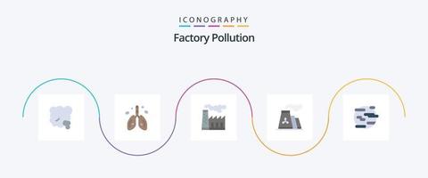 Factory Pollution Flat 5 Icon Pack Including world. pollution. organ. help. smoke vector