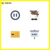 Pack of 4 Modern Flat Icons Signs and Symbols for Web Print Media such as controls card brick play id Editable Vector Design Elements