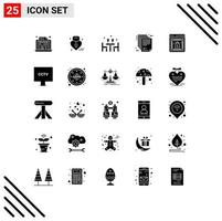 25 Universal Solid Glyphs Set for Web and Mobile Applications paper enterprise architecture dinner document valentine Editable Vector Design Elements