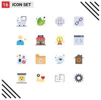 Flat Color Pack of 16 Universal Symbols of star favorite cpu link chain Editable Pack of Creative Vector Design Elements