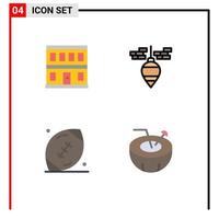 Group of 4 Modern Flat Icons Set for construction ball building plumb bob game Editable Vector Design Elements