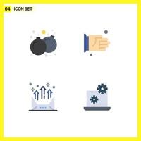 Mobile Interface Flat Icon Set of 4 Pictograms of bomb arrow play agreement email Editable Vector Design Elements