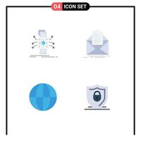 4 Creative Icons Modern Signs and Symbols of analysis briefing processing contract globe Editable Vector Design Elements