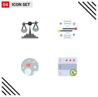 Group of 4 Modern Flat Icons Set for balance moon investment genetic engineering space Editable Vector Design Elements