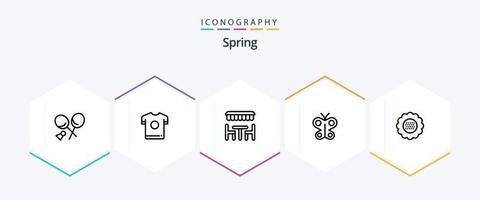 Spring 25 Line icon pack including floral. spring. resturant. insect. butterfly vector