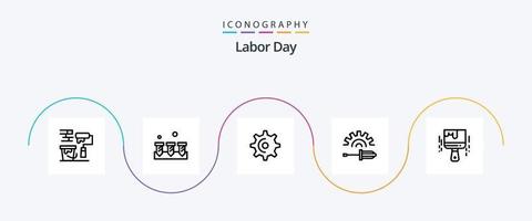 Labor Day Line 5 Icon Pack Including driver . equipment . teeth. gear vector