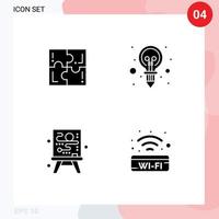 4 Creative Icons Modern Signs and Symbols of puzzle canvas sport creativity process Editable Vector Design Elements