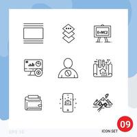 Set of 9 Vector Outlines on Grid for blocked investment chemistry graph monitor Editable Vector Design Elements