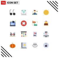 16 Thematic Vector Flat Colors and Editable Symbols of laptop computer entrepreneur bomb lotus Editable Pack of Creative Vector Design Elements