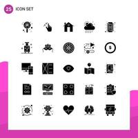 Universal Icon Symbols Group of 25 Modern Solid Glyphs of electronic weather address snowy construction Editable Vector Design Elements