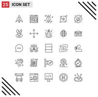 25 Thematic Vector Lines and Editable Symbols of bynny gear dna energy direction Editable Vector Design Elements