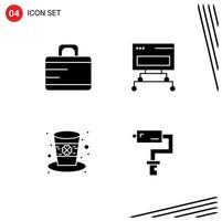 Editable Vector Line Pack of 4 Simple Solid Glyphs of bag irish computer database paint roller Editable Vector Design Elements