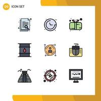 Universal Icon Symbols Group of 9 Modern Filledline Flat Colors of logistic cylinder present container gift Editable Vector Design Elements