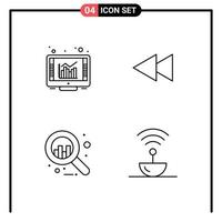 Pack of 4 creative Filledline Flat Colors of browser business report reverse antenna Editable Vector Design Elements