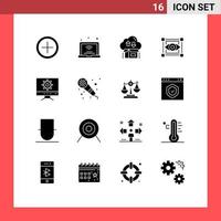 16 Universal Solid Glyph Signs Symbols of computer sketching box view arrow Editable Vector Design Elements