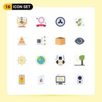 16 Thematic Vector Flat Colors and Editable Symbols of construction blocker mutation romance heart Editable Pack of Creative Vector Design Elements