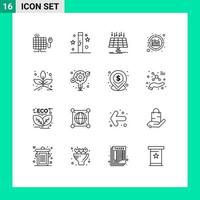 Modern Set of 16 Outlines and symbols such as grow data magic analytics technology Editable Vector Design Elements