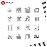 Set of 16 Vector Outlines on Grid for online marketing marketing map ads smart Editable Vector Design Elements