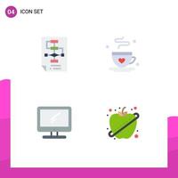 Group of 4 Modern Flat Icons Set for business computer process dad device Editable Vector Design Elements